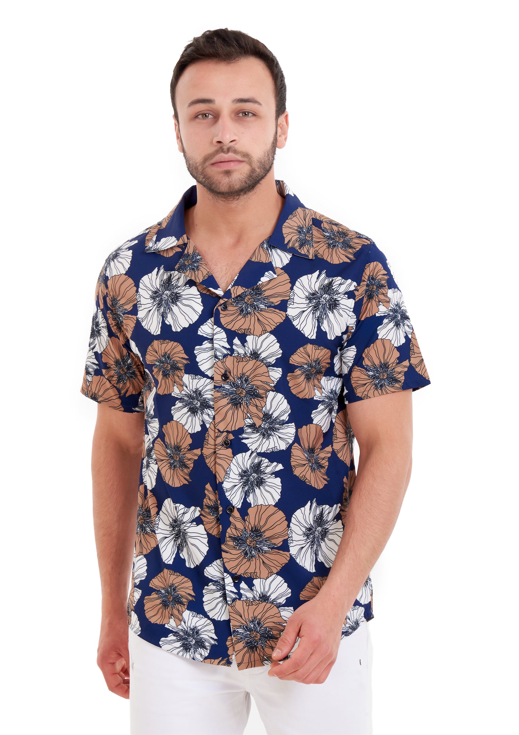 D.Blue Floral Printed Shirt